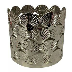 Partylite Seashells Metal Jar Candle Holder Tropical Nautical Beach House Decor